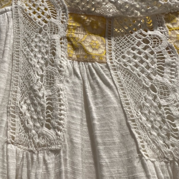Free People Prairie Days Crochet Lace Tank Top Yellow & White - Picture 2 of 5